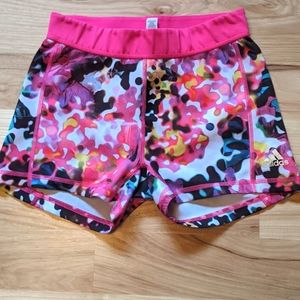 Adidas Girls Pink Watercolor Sporty Athletic or Swim Shorts Size S